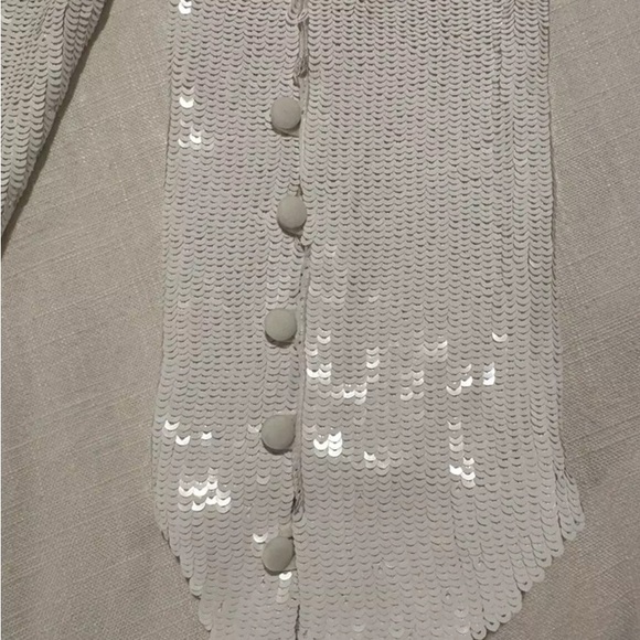 KHAITE White Sequin The Leibel long-sleeve silk mesh panel dress 6 - Picture 7 of 13